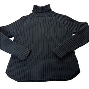 Vintage Y2K Gap Rib Knit Black Turtleneck. Womens Size L, 100% Cotton